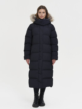 Laplanger Пальто пуховое Глория Nordic Goose мех Енот (Темно-Синий)