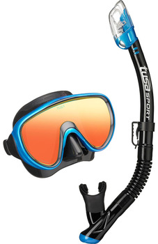 Tusa Комплект маска+трубка UCR-1625PMQB Black Series, зеркальные линзы, в сумке (FBB)