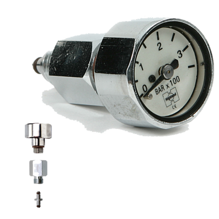 Манометр MINI для 1-й ступени регулятора с переходником для шланга HP