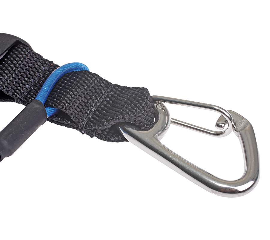 Ретрактор пружинный с пряжкой и двумя карабинами из нерж. стали (one size)