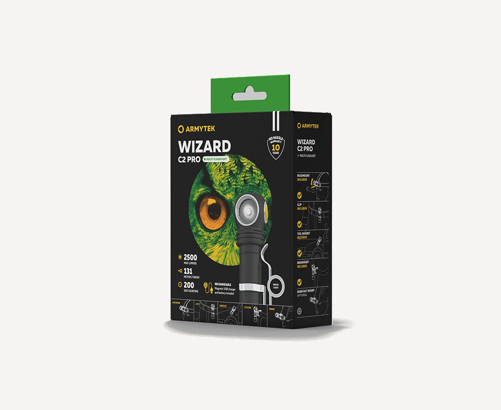 Фонарь ArmyTek Wizard C2 Pro (Black; Холодный; 2500 Люмен)