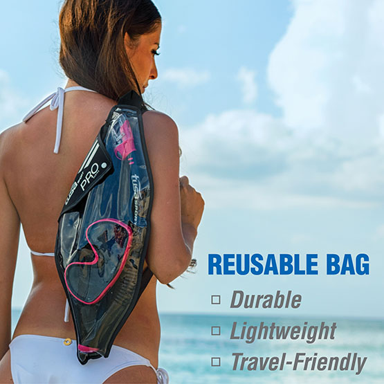 Комплект маска+трубка UCR-2022P в сумке (черный силикон; BK/FY)