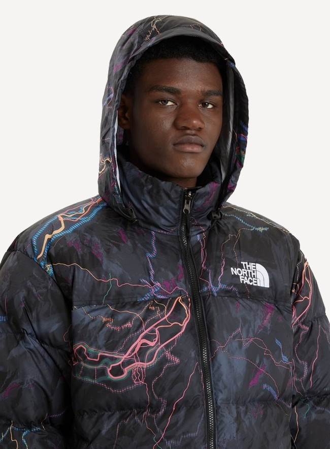 The North Face Пуховик 1996 Retro Nuptse Jacket TNF Black Trail Glow Print  XL купить в Москве в интернет-магазине Лохматый Кашалот