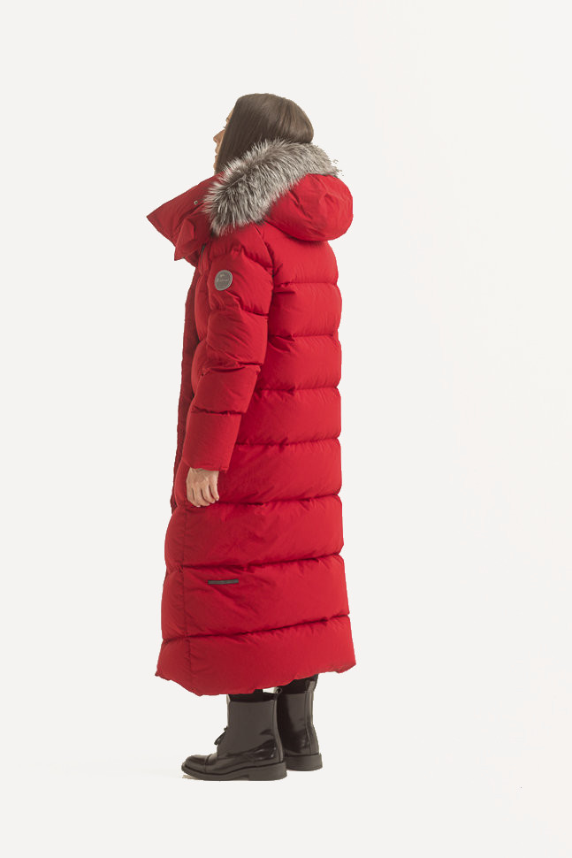 Пальто пуховое Суоми Nordic Goose мех ЧБК (Женский; 52; Красный)