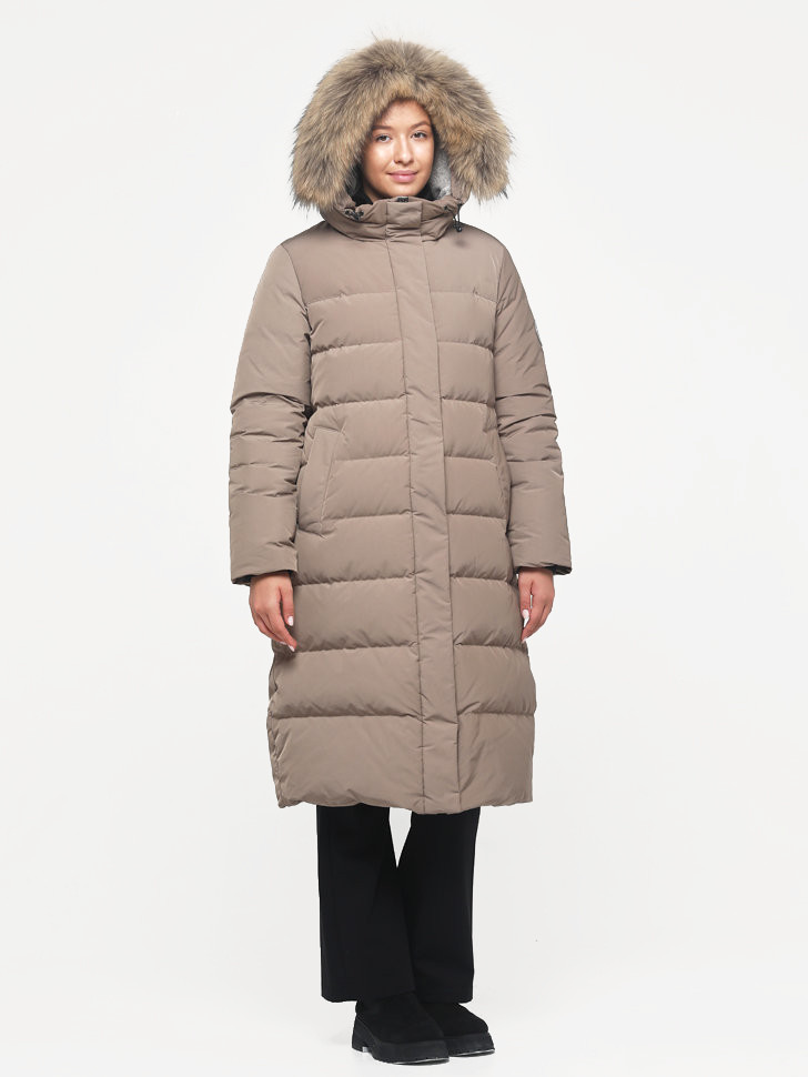 Пальто пуховое Лайма Nordic Goose мех Енот (Женский; 50; Капучино)