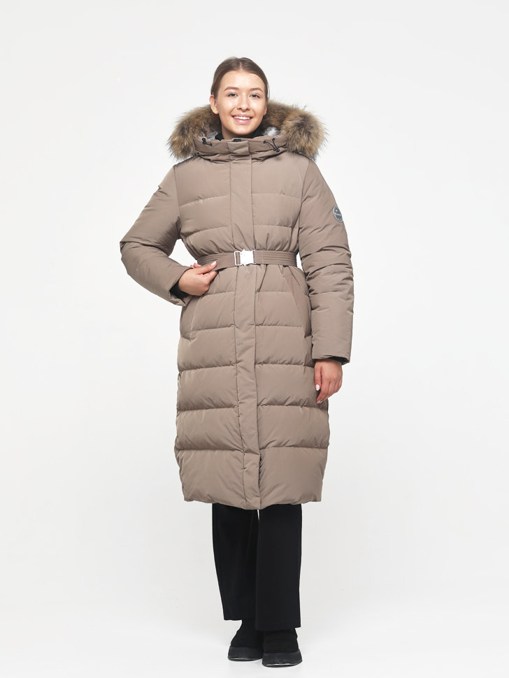 Пальто пуховое Лайма Nordic Goose мех Енот (Женский; 50; Капучино)