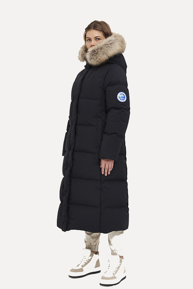 Пальто пуховое Рукка Top Arctic Goose мех Енот (Женский; 52; Темно-Синий)