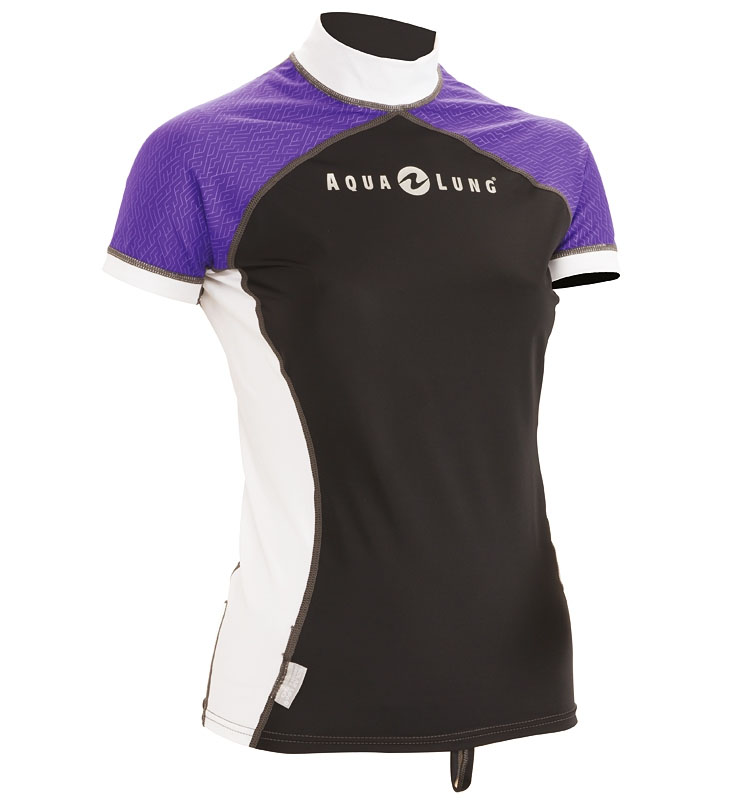 Майка лайкра, короткий рукав (Женский; L; grey/purple)