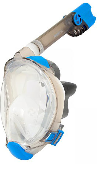 Маска полнолицевая для сноркелинга Galaktica Premium (L-XL; прозрачный/синий/прозрачный)