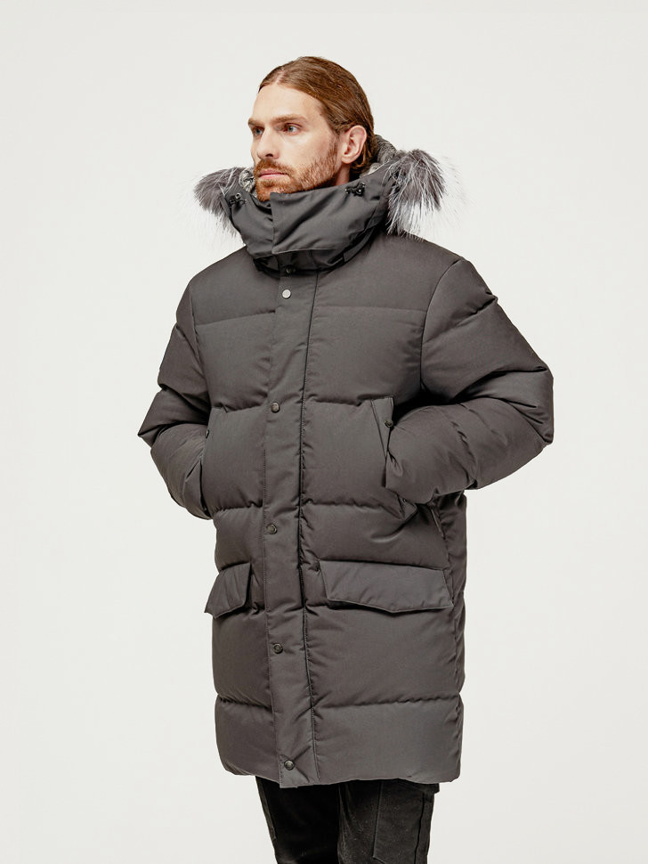 Пуховик Аляска Top Arctic Goose мех ЧБК (Мужской; 58; Графит)