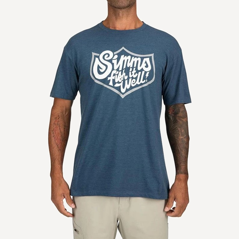 Футболка Simms Fish It Well Badge T-Shirt (Мужской; XL; Sailor Blue Heather)