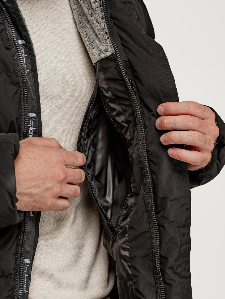 Пальто пуховое Флойд Nordic Goose мех ЧБК (Мужской; 56; Черный)