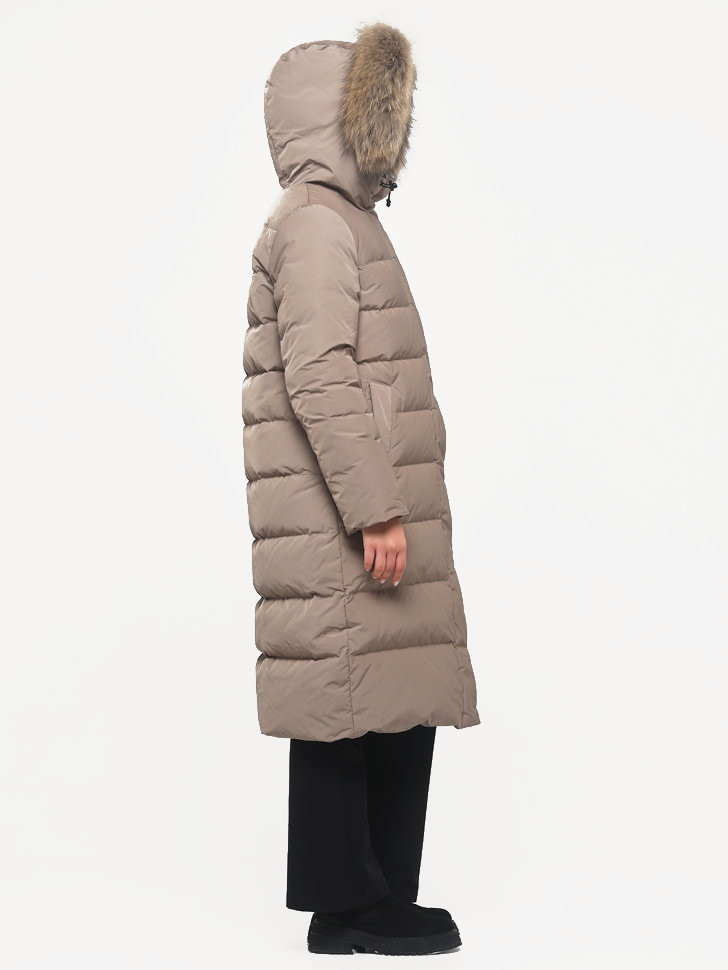 Пальто пуховое Лайма Nordic Goose мех Енот (Женский; 50; Капучино)