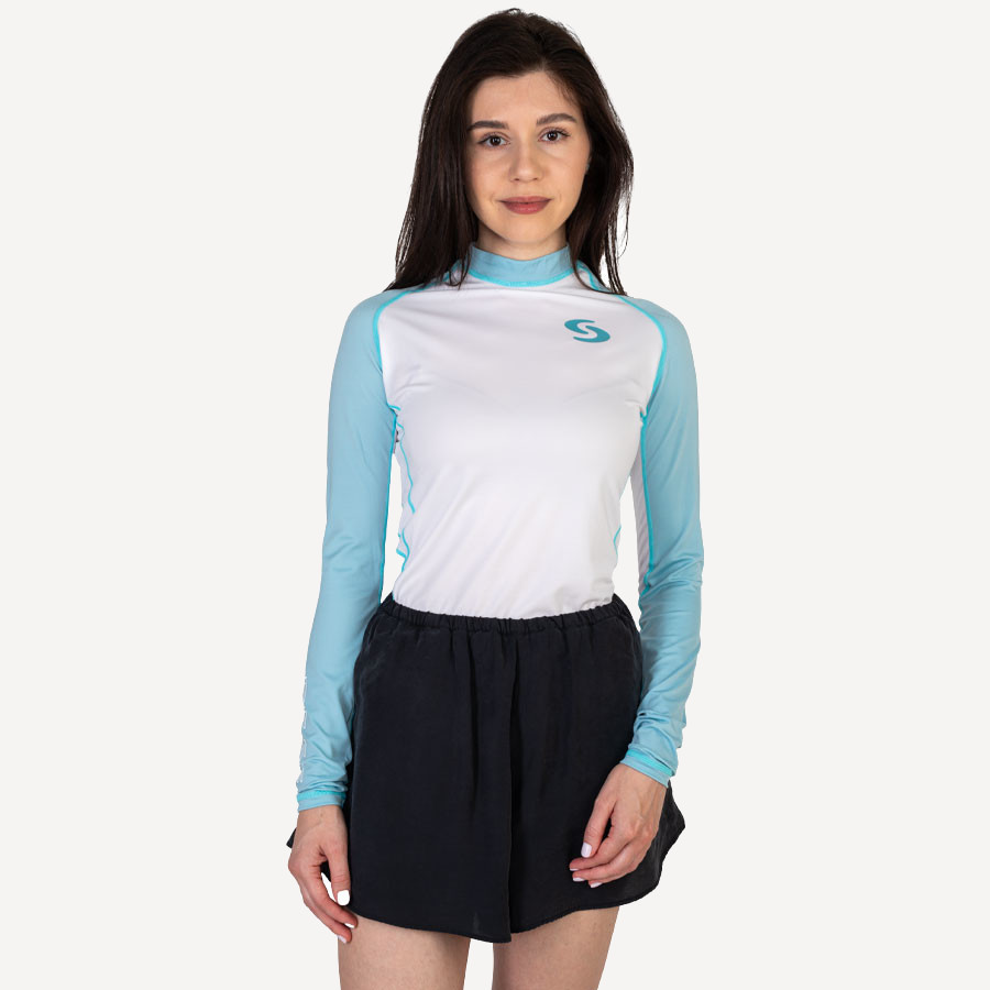 Футболка лайкра Scorpena Reef длинный рукав (Женский; L; бело-голубой)