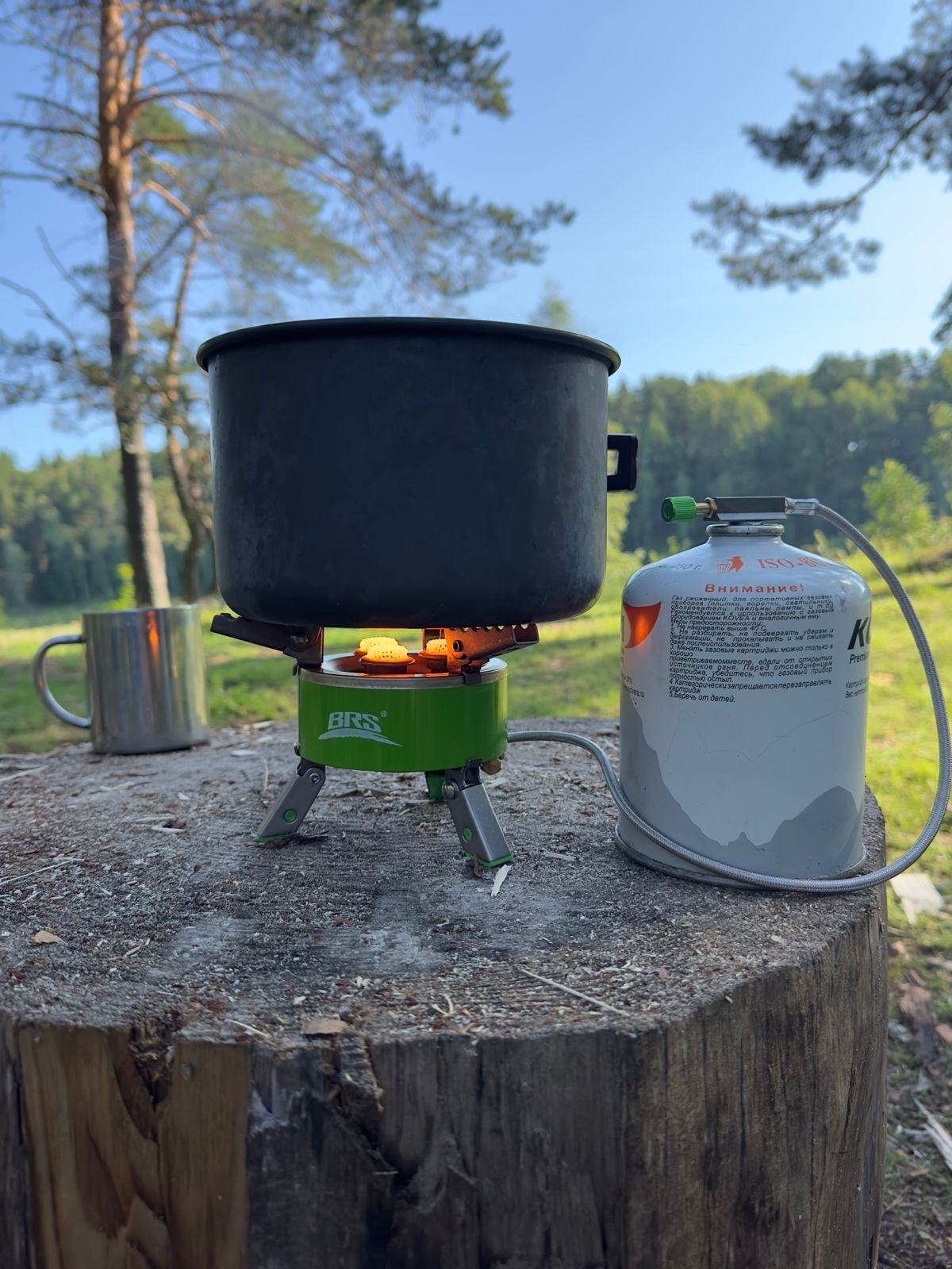 Газовая Горелка BRS-73 Three Star 4.2кВт (Сталь/Зеленый; Ø176мм, H125мм)