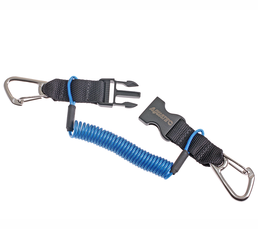 Ретрактор пружинный с пряжкой и двумя карабинами из нерж. стали (one size)