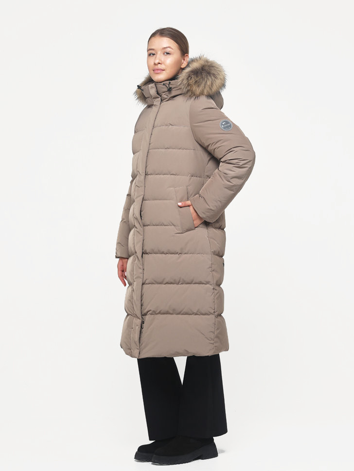 Пальто пуховое Лайма Nordic Goose мех Енот (Женский; 50; Капучино)