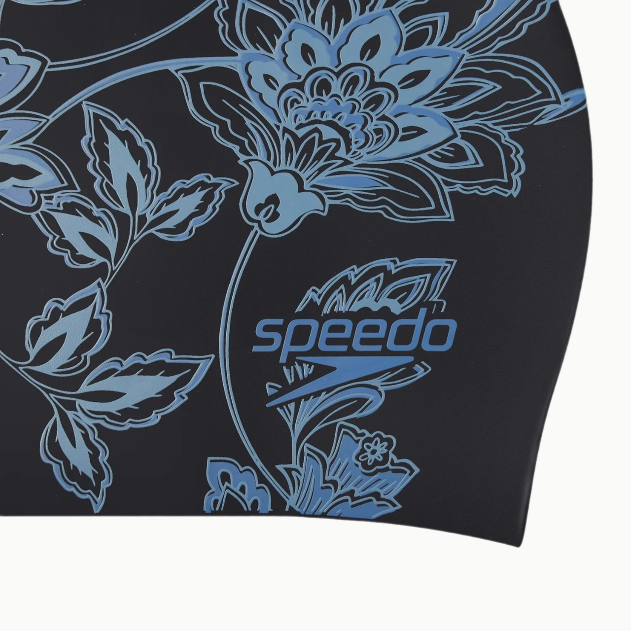 Шапочка для плавания Speedo Long Hair printed, cиликон (черный/голубой)