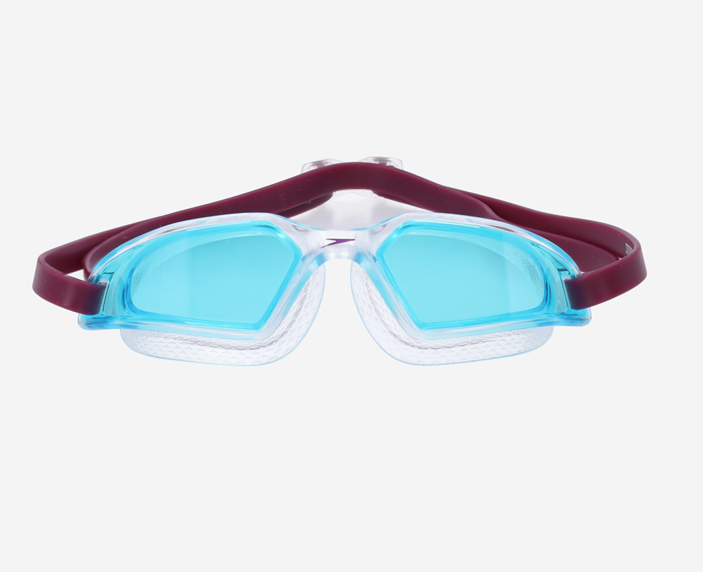 Очки для плавания Speedo Hydropulse детские (бордовый/прозрачный/голубой)
