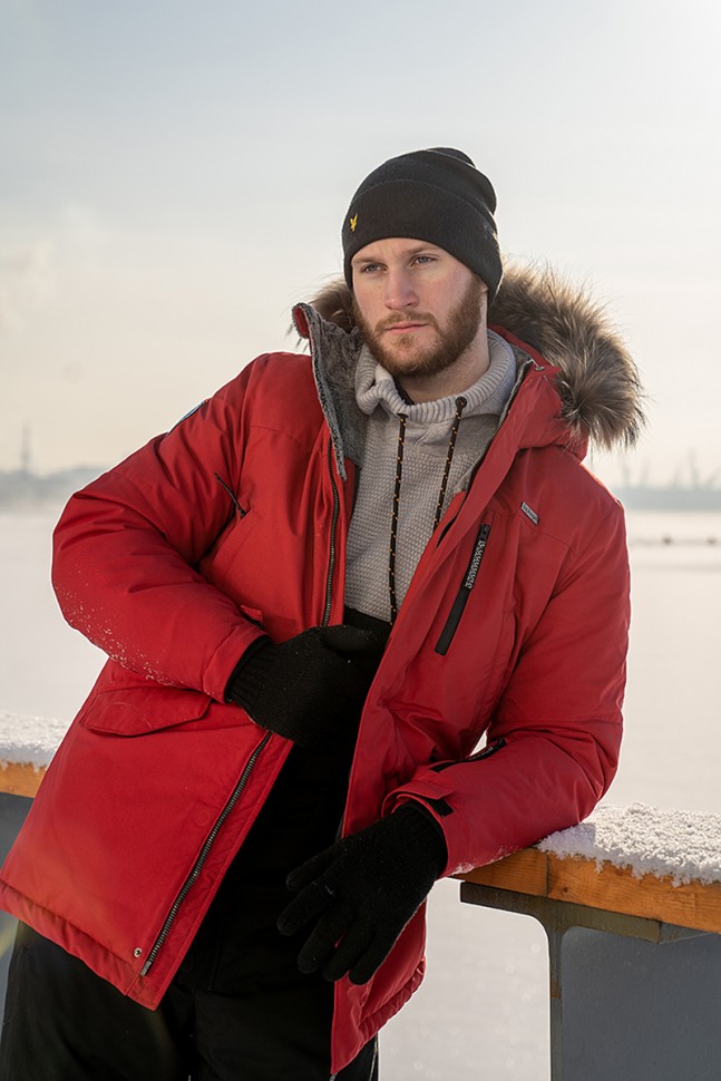 Пуховик Торнадо Top Arctic Goose мех Енот (Мужской; 48; Красный)