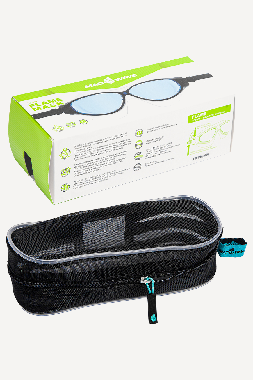 Очки для плавания Flame mask Junior (голубые линзы; черный)