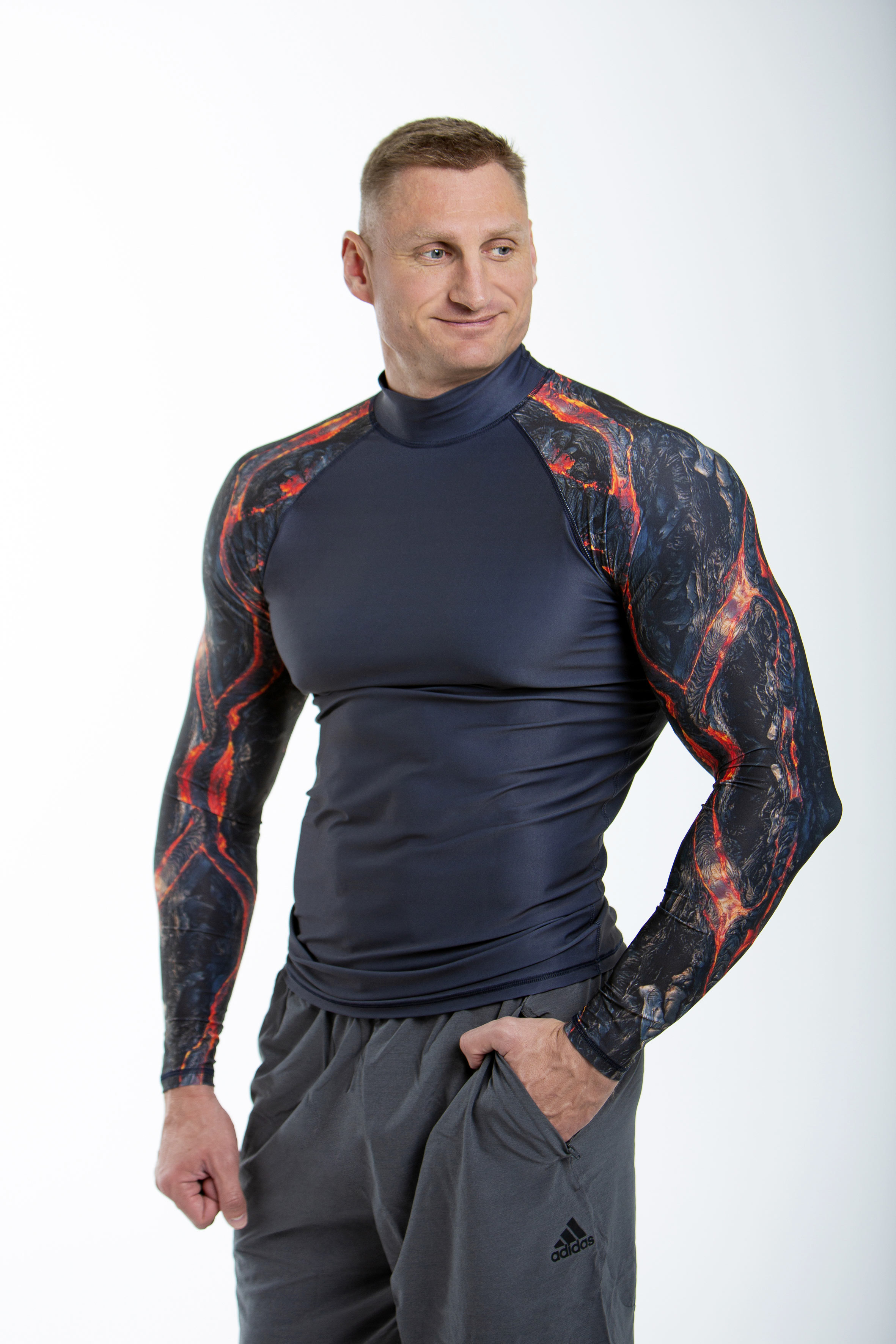 Футболка лайкра MAKO длинный рукав (Унисекс; 3XL-54; темно-серый/мультиколор Black Edition)