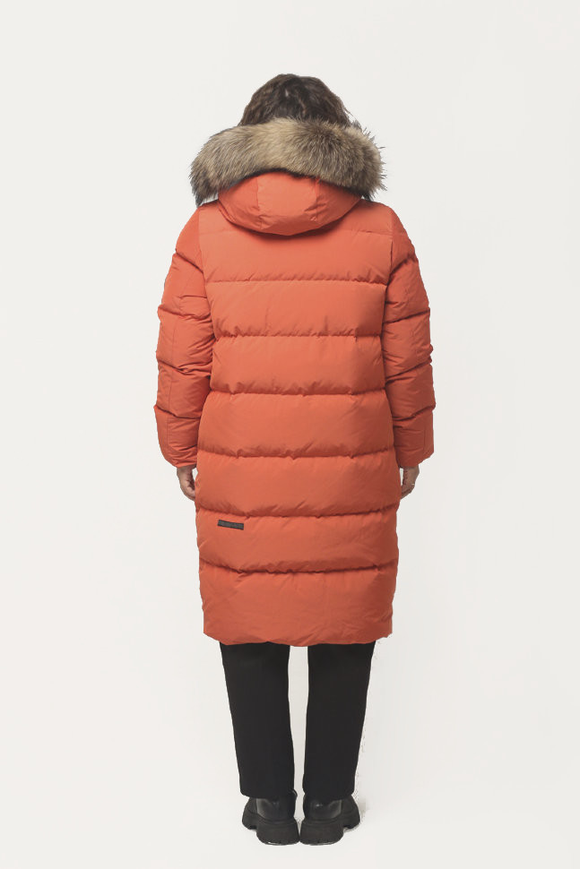 Пальто пуховое Юкка Nordic Goose мех Енот (Женский; 46; Светлый Терракот)