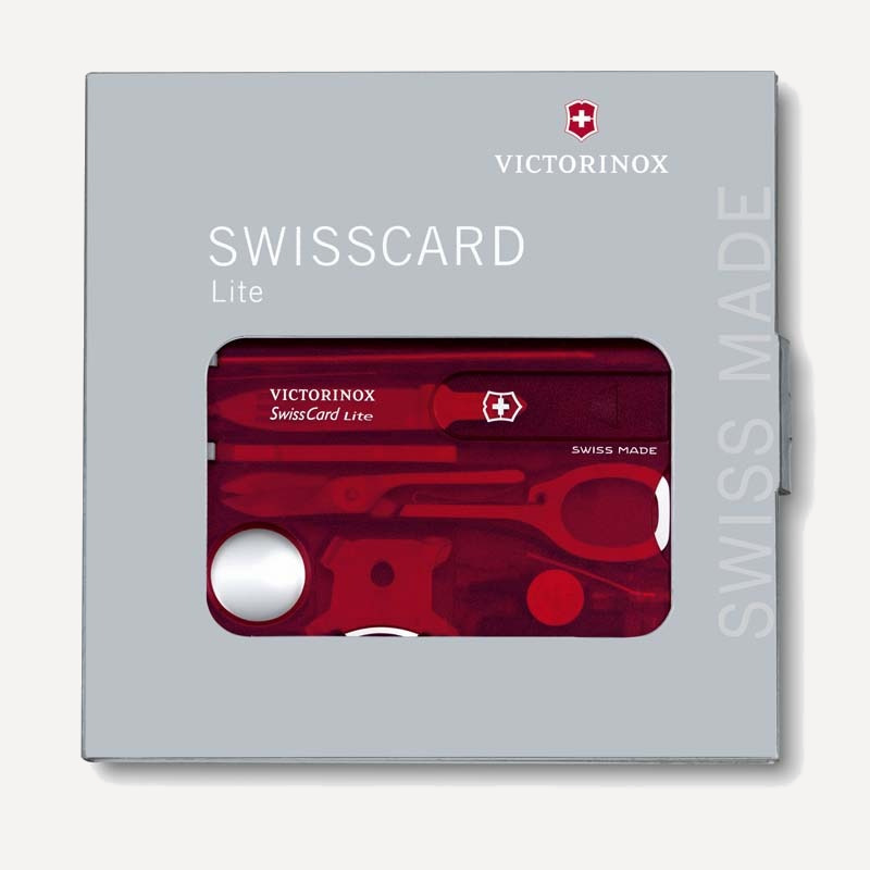 Мультитул Victorinox SwissCard Lite, 13 функций (красный / прозрачный)