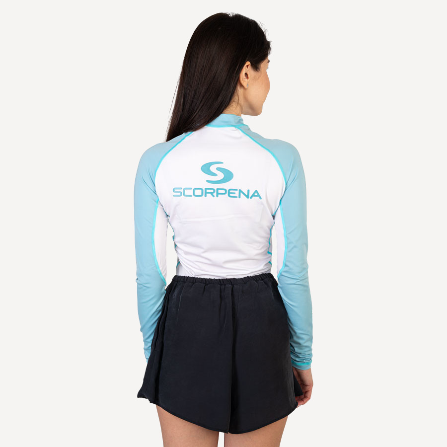 Футболка лайкра Scorpena Reef длинный рукав (Женский; L; бело-голубой)