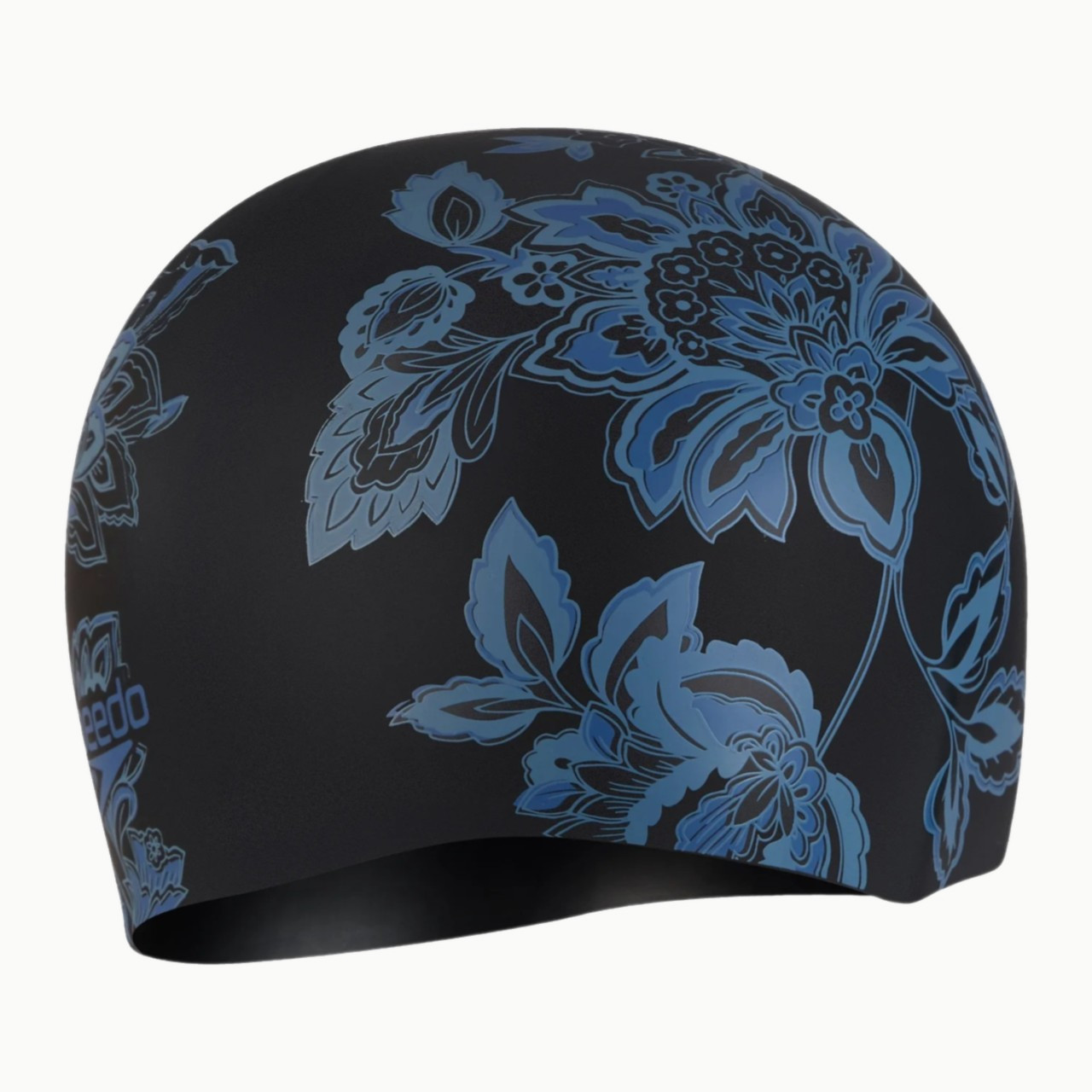 Шапочка для плавания Speedo Long Hair printed, cиликон (черный/голубой)