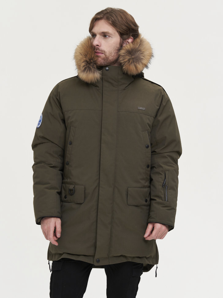 Пуховик Берген Top Arctic Goose мех Енот (Мужской; 60; Олива)