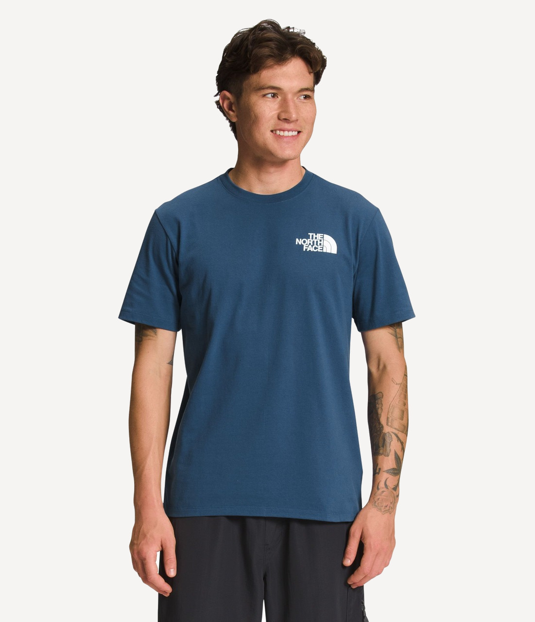 The North Face S S Box NSE Tee NEW Shady Blue TNF Black M