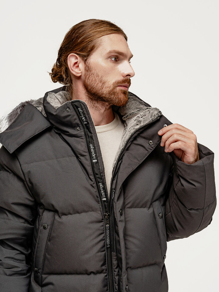 Пуховик Аляска Top Arctic Goose мех ЧБК (Мужской; 58; Графит)