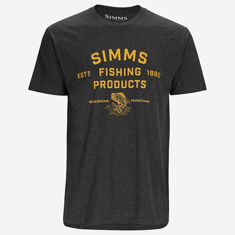 Футболка Simms Stacked Logo Bass T-Shirt (Мужской; M; Charcoal Heather)
