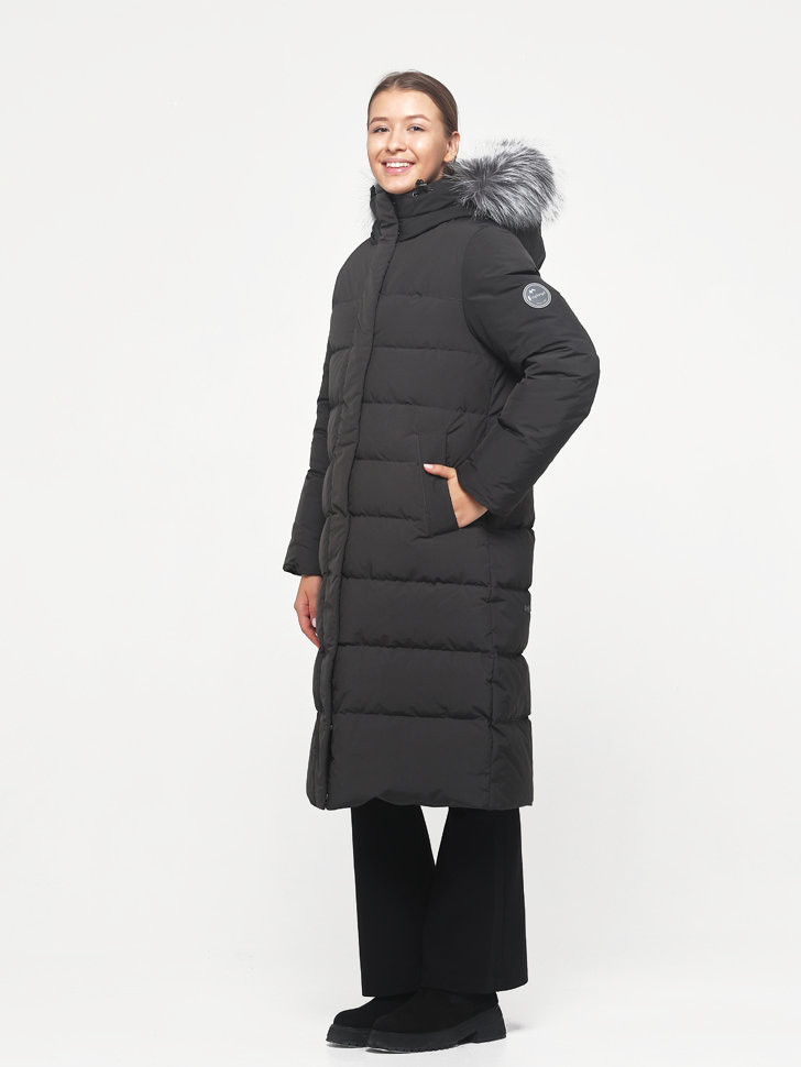 Пальто пуховое Лайма Nordic Goose мех ЧБК (Женский; 46; Графит)