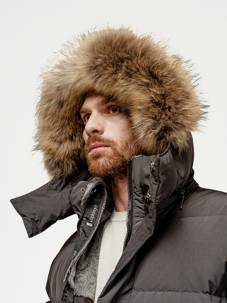 Пальто пуховое Флойд Nordic Goose мех ЧБК (Мужской; 56; Графит)