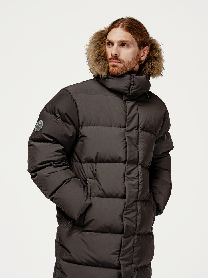 Пальто пуховое Флойд Nordic Goose мех ЧБК (Мужской; 56; Графит)
