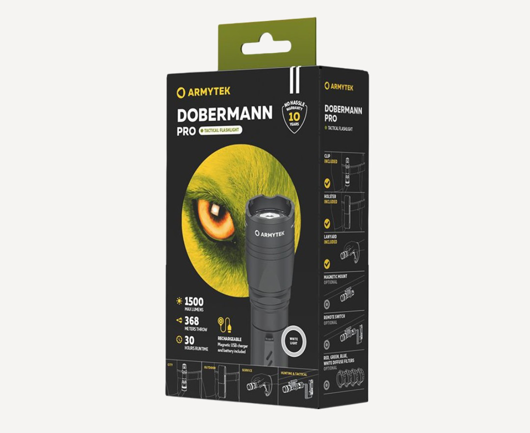 Фонарь ArmyTek Dobermann Pro (Black / Холодный; 1500Lm)