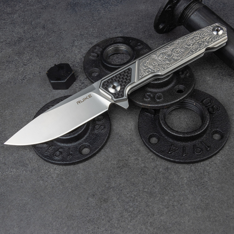 Нож складной RUiKE P875-SZ (Сталь_14C28N/ Гравировка+Carbon) Нож складной RUiKE P875-SZ (Сталь_14C28N/ Гравировка+Carbon)