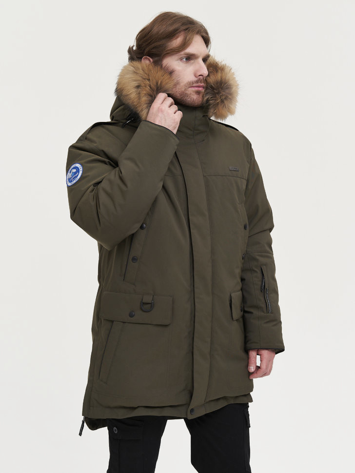 Пуховик Берген Top Arctic Goose мех Енот (Мужской; 60; Олива)