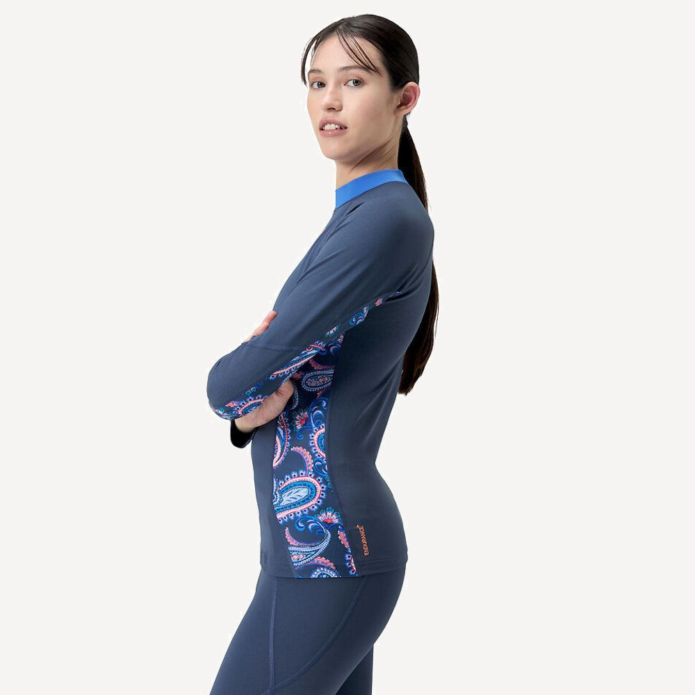 Футболка лайкра Speedo Long Sleeve Rash Top длинный рукав (Женский; XS; синий/мультиколор)