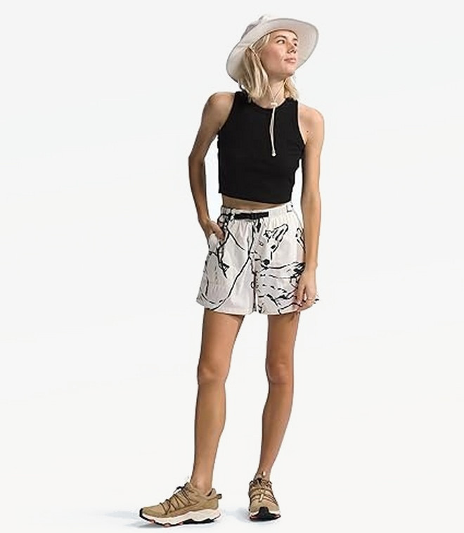 Шорты TNF W Class V Pathfinder Belted Short (Женский; S; WhiteDune CoyoteField SketchPrint)
