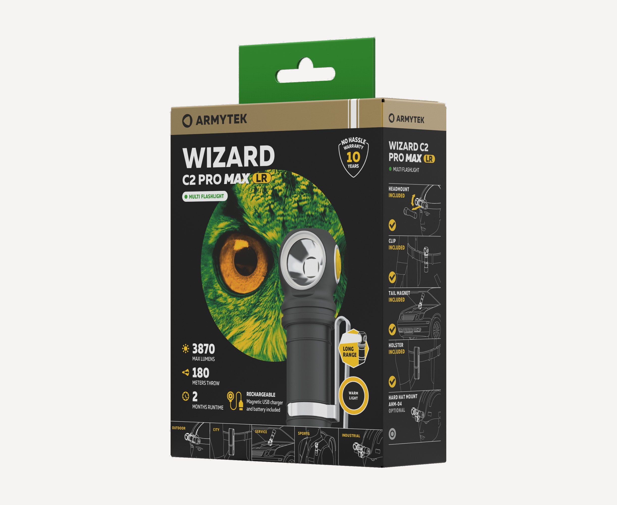 Фонарь ArmyTek Wizard С2 Pro Max LR (Black; Tеплый; 3870 Люмен)