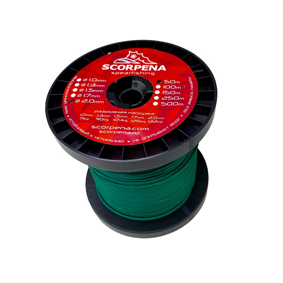 Линь DYNEEMA UHMW-PE 2.0 мм (нагрузка 132 кг) зеленый (зеленый; 2.0 мм)