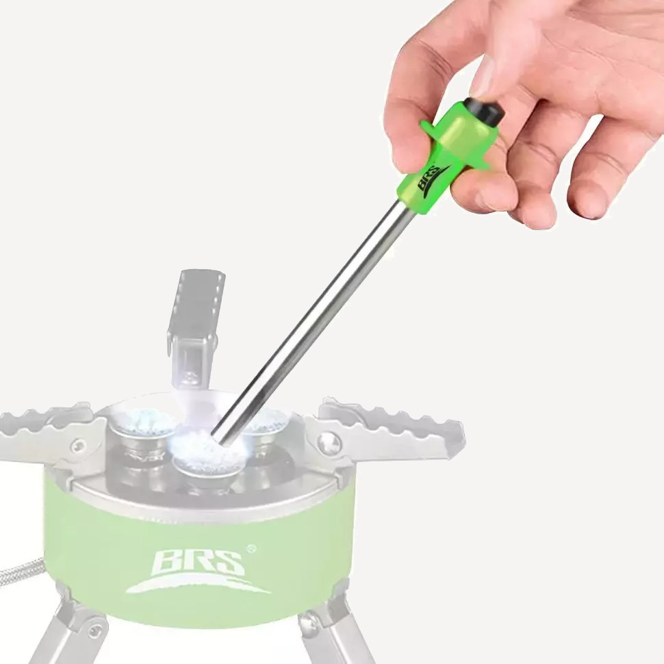 ПьезоЗажигалка BRS-191 (Сталь/Зеленый; 160х30х20мм)