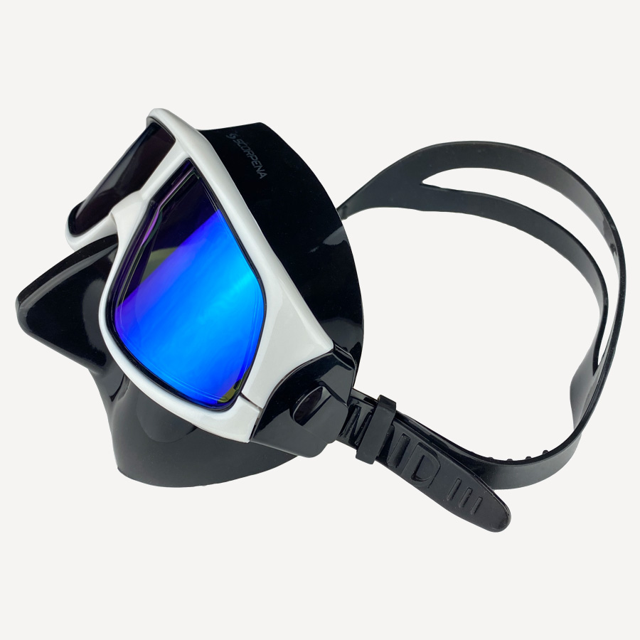 Маска Scorpena F2, простветленные линзы (черный силикон; белый)