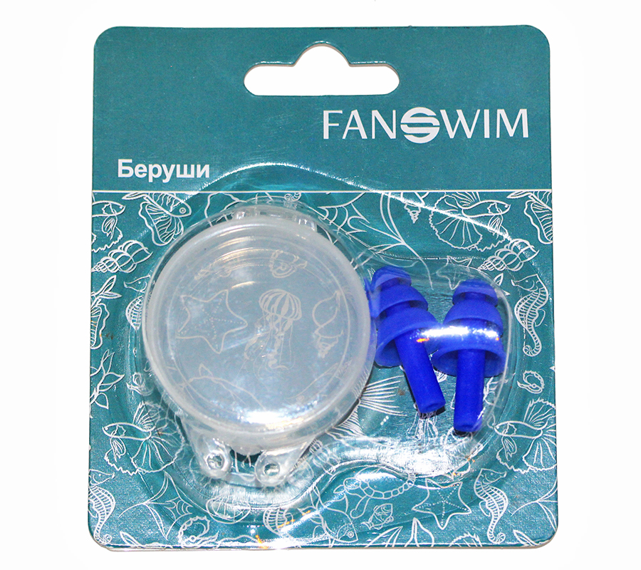 Беруши FanSwim силиконовые, 2 шт. (Голубой; one size)