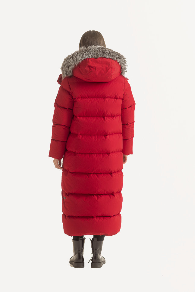 Пальто пуховое Суоми Nordic Goose мех ЧБК (Женский; 52; Красный)