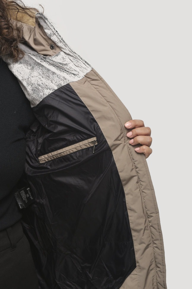 Пальто пуховое Юкка Nordic Goose мех Енот (Женский; 48; Капучино)