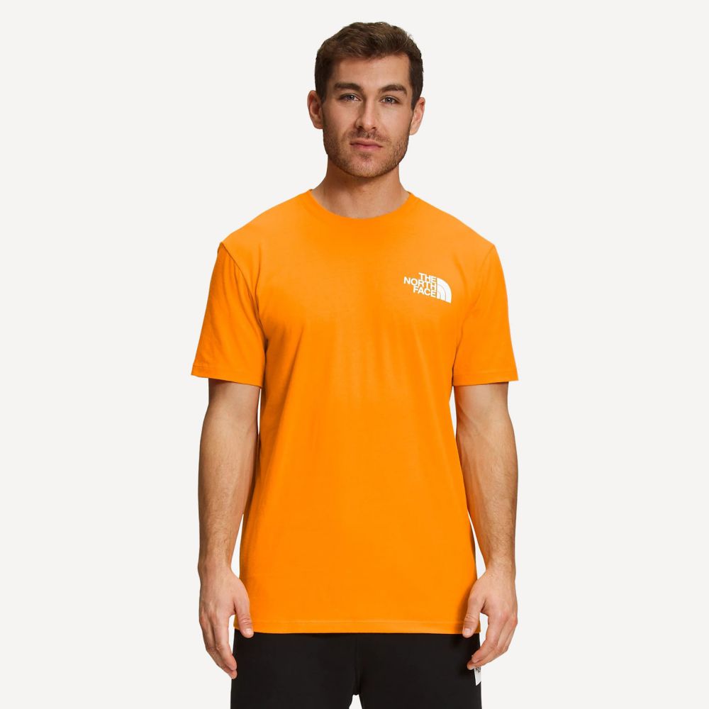 The North Face S S Box NSE Tee cone orange black M